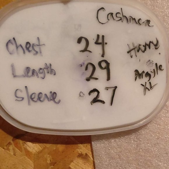 HARRY ROSEN Argyle Blue 100%CASHMERE Warm Pullover Sweater with Measurements L, - Picture 4 of 9